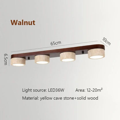 Verthara Premium Wabi-Sabi Travertine Strip Ceiling Light Walnut  65cm