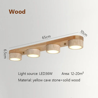 Verthara Premium Wabi-Sabi Travertine Strip Ceiling Light Wood  65cm