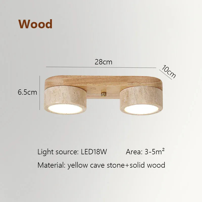 Verthara Premium Wabi-Sabi Travertine Strip Ceiling Light Wood  28cm