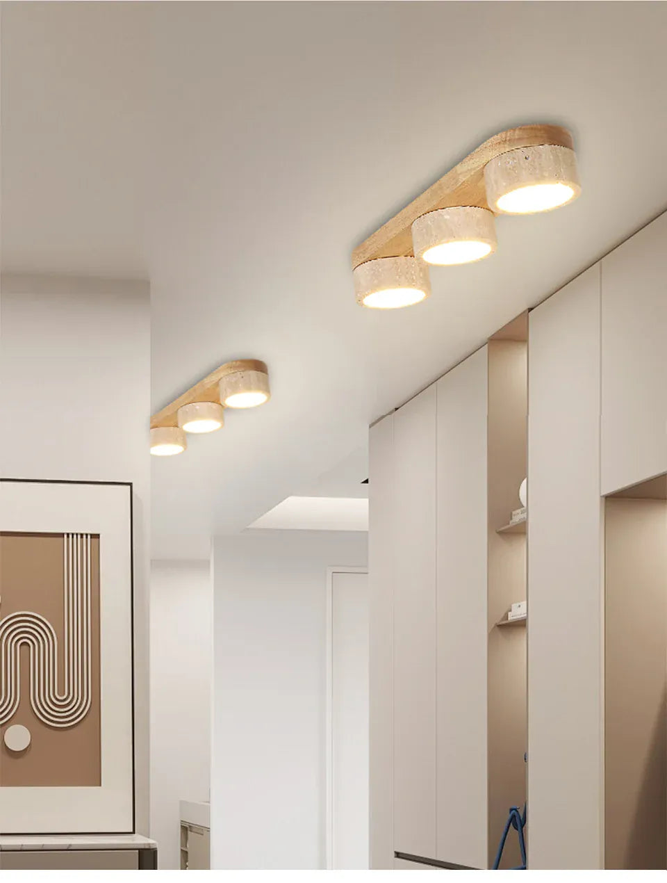 Verthara Premium Wabi-Sabi Travertine Strip Ceiling Light