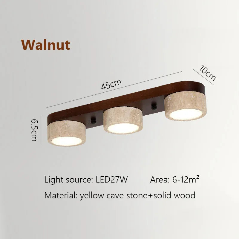 Verthara Premium Wabi-Sabi Travertine Strip Ceiling Light Walnut  45cm