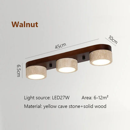 Verthara Premium Wabi-Sabi Travertine Strip Ceiling Light Walnut  45cm