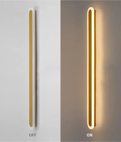 Verthara Premium Wall Mounted LED Outdoor Light – Waterproof - Adjustable Colour Temperature - Modern Design - IP65 Rated - Suitable for Porches and Courtyards 120x8cm / Gold color / cool white no RC