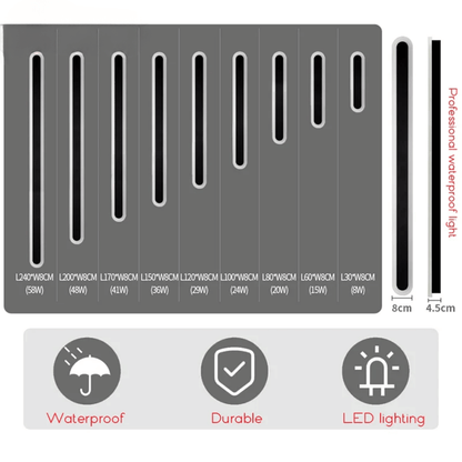 Verthara Premium Wall Mounted LED Outdoor Wall Light – Waterproof - Adjustable Colour Temperature - Modern Design - IP65 Rated - Long Strip Style