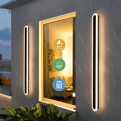 Verthara Premium Wall Mounted LED Outdoor Wall Light – Waterproof - Adjustable Colour Temperature - Modern Design - IP65 Rated - Long Strip Style