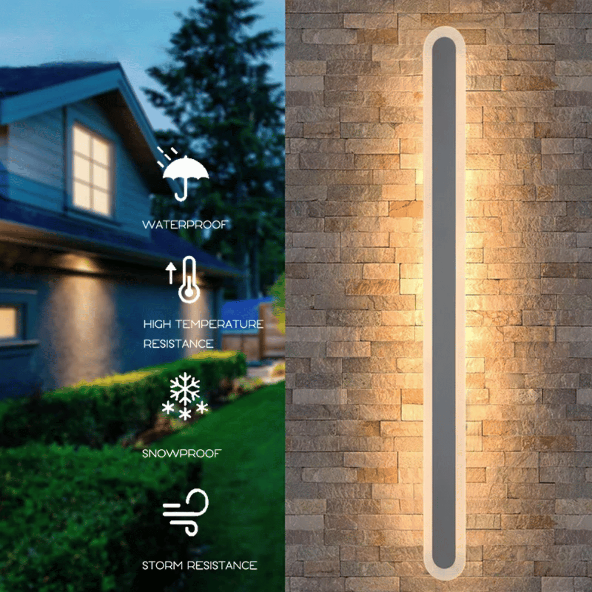 Verthara Premium Wall Mounted LED Outdoor Wall Light – Waterproof - Adjustable Colour Temperature - Modern Design - IP65 Rated - Long Strip Style