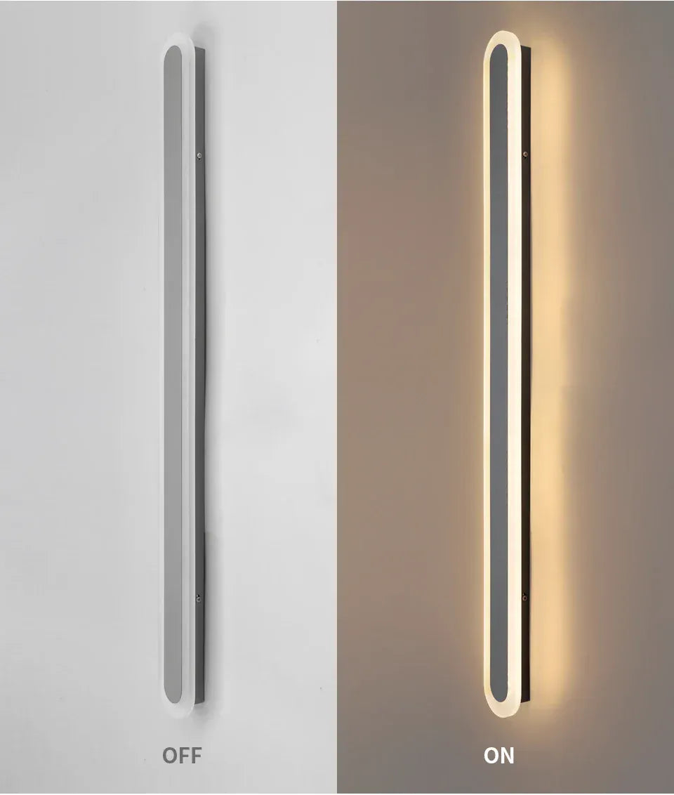 Verthara Premium Wall Mounted LED Outdoor Wall Light – Waterproof - Adjustable Colour Temperature - Modern Design - IP65 Rated - Long Strip Style 100x8cm / Gray color / warm white no RC