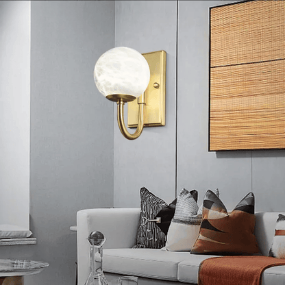 Verthara Premium Wall Mounted LED Wall Light - G9 Bulb - Modern Design - Natural Marble - Golden Finish - Indoor Lighting - Warm/Neutral Tones