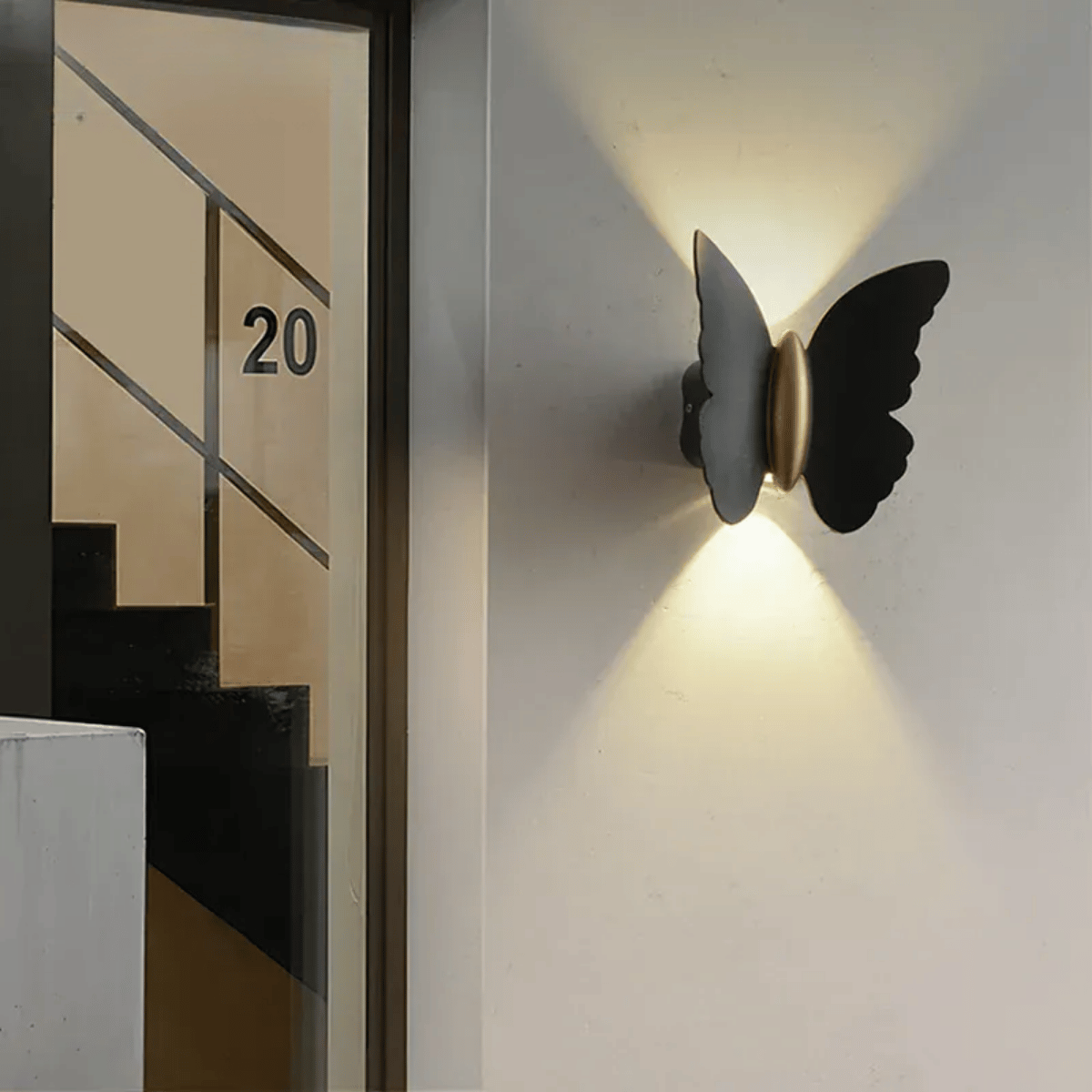 Verthara Premium Waterproof LED Outdoor Wall Light – Garden Fixture - Aluminium - Butterfly Shape - Decorative - 6W - Modern Exterior Lighting warm white / Black color / 6W