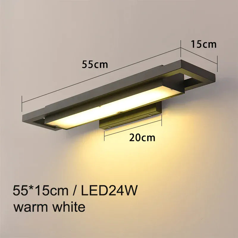 Verthara Premium Waterproof LED Outdoor Wall Light - Modern Design - Black Aluminium - IP65 Rated - Ideal for Garden and Entryway - Energy Efficient 55X15 warm white / No sensor