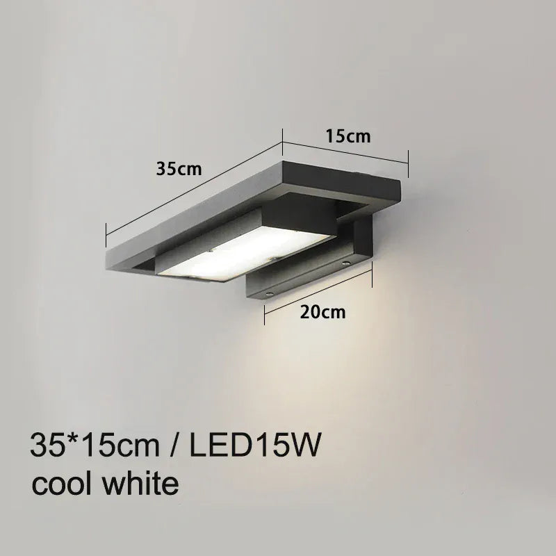 Verthara Premium Waterproof LED Outdoor Wall Light - Modern Design - Black Aluminium - IP65 Rated - Ideal for Garden and Entryway - Energy Efficient 35x15 cool white / PIR motion sensor