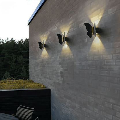 Verthara Premium Waterproof LED Wall Light – Outdoor Garden Lighting - Aluminium - Butterfly Shape - 6W - 110V/240V Compatible warm white / Black color / 6W