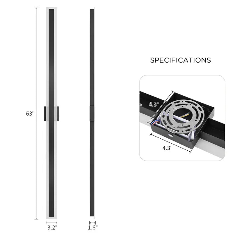 Verthara Premium Waterproof Stainless Steel Outdoor Wall Light – Modern Black Long-Strip Wall Sconce for Garden and Balcony