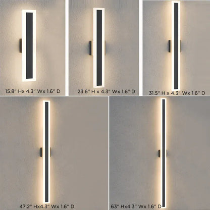 Verthara Premium Waterproof Stainless Steel Outdoor Wall Light – Modern Black Long-Strip Wall Sconce for Garden and Balcony