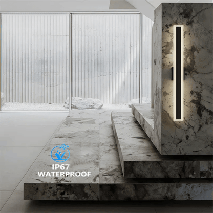 Verthara Premium Waterproof Stainless Steel Outdoor Wall Light – Modern Black Long-Strip Wall Sconce for Garden and Balcony