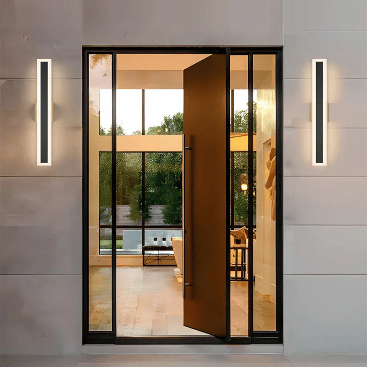 Verthara Premium Waterproof Stainless Steel Outdoor Wall Light – Modern Black Long-Strip Wall Sconce for Garden and Balcony