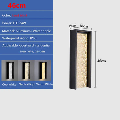 Verthara Premium Weatherproof LED Outdoor Wall Light - Wall-Mounted - Adjustable Brightness - Aluminium - Black/Grey - Modern Design Warm white / A 46cm