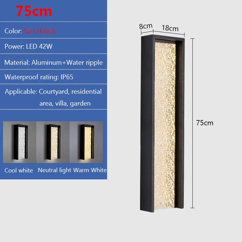 Verthara Premium Weatherproof LED Outdoor Wall Light - Wall-Mounted - Adjustable Brightness - Aluminium - Black/Grey - Modern Design Neutral lighting / A 75cm