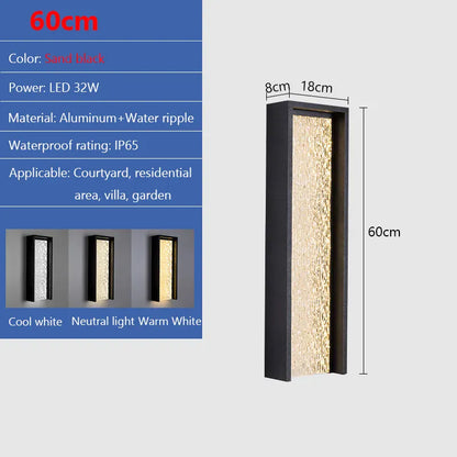 Verthara Premium Weatherproof LED Outdoor Wall Light - Wall-Mounted - Adjustable Brightness - Aluminium - Black/Grey - Modern Design Neutral lighting / A 60cm