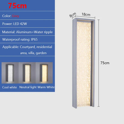 Verthara Premium Weatherproof LED Outdoor Wall Light - Wall-Mounted - Adjustable Brightness - Aluminium - Black/Grey - Modern Design Cool white / B 75cm