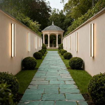 Verthara Premium Wood-Grain Strip LED Outdoor Wall Sconce