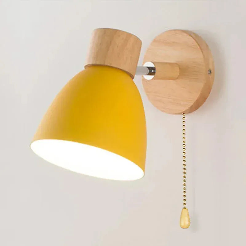 Verthara Premium Wooden Macaroon Rotatable Wall Sconce Yellow With Switch