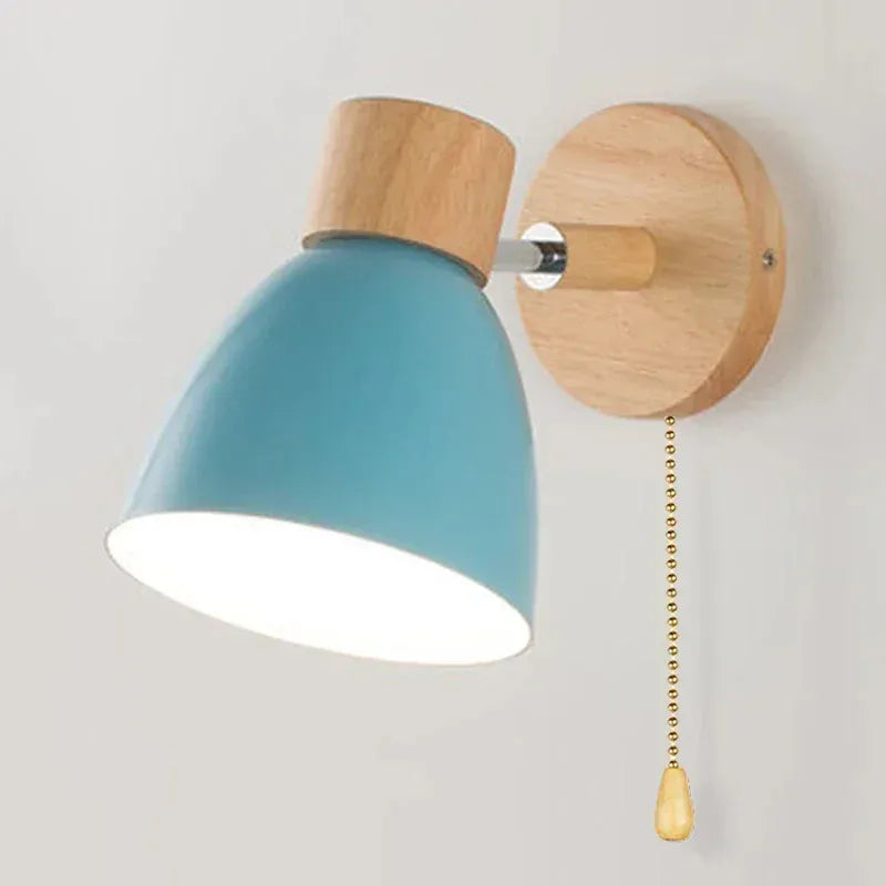 Verthara Premium Wooden Macaroon Rotatable Wall Sconce Blue With Switch
