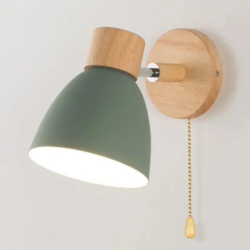 Verthara Premium Wooden Macaroon Rotatable Wall Sconce Green With Switch