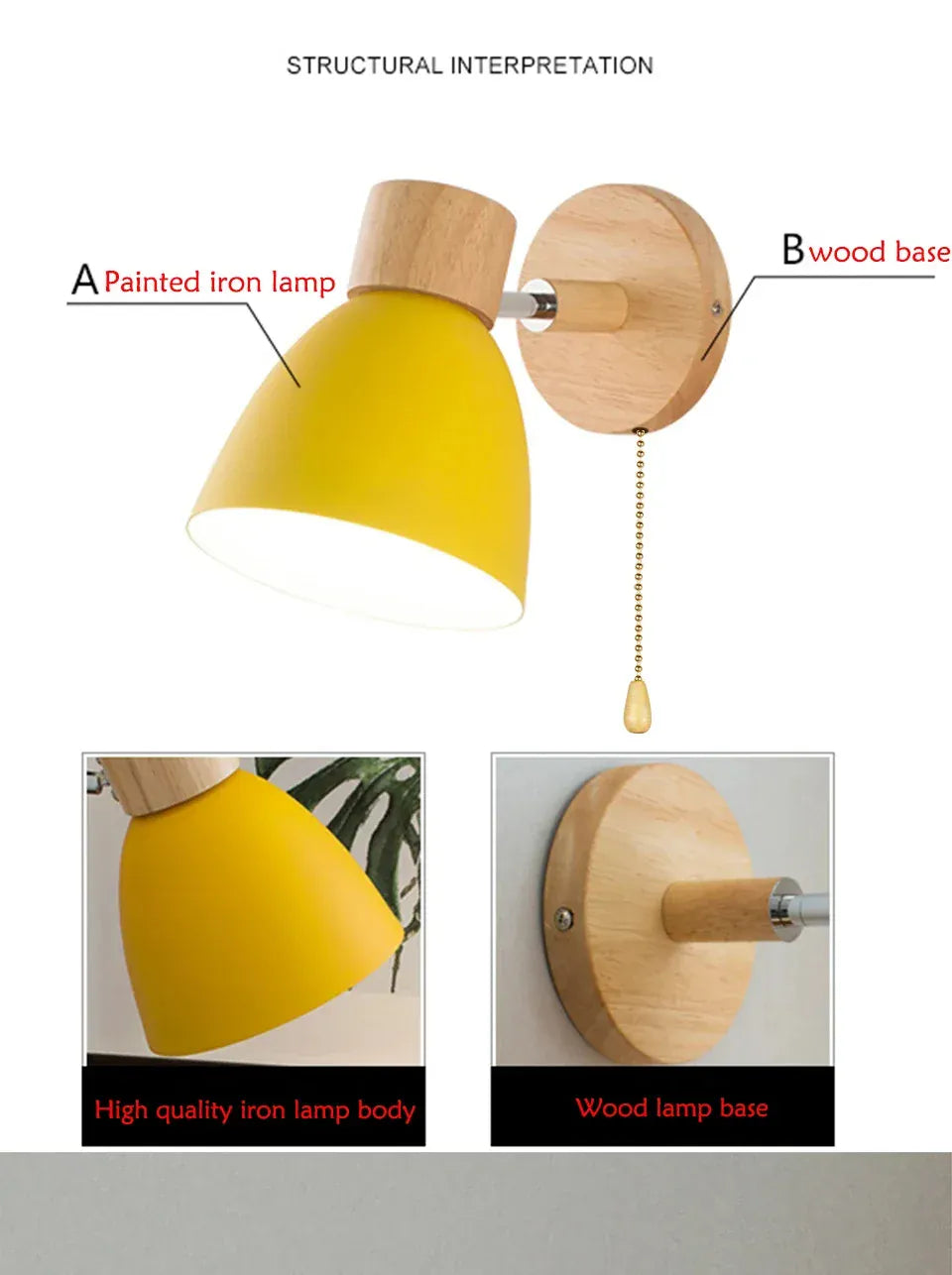 Verthara Premium Wooden Macaroon Rotatable Wall Sconce