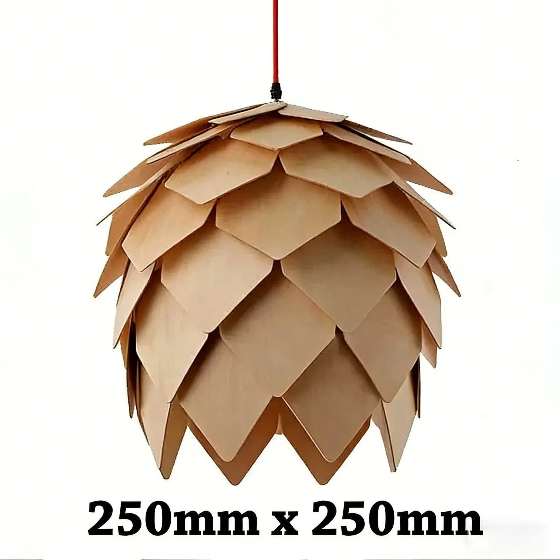 Verthara Premium Wooden Pinecone Pendant Light 25cm-wood color / Cool white