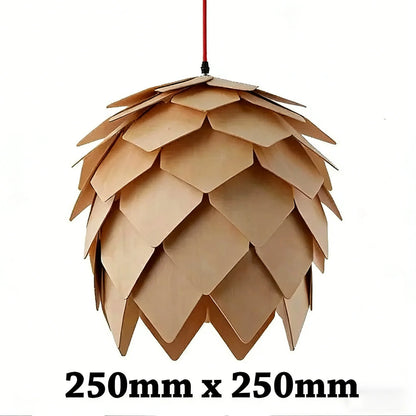 Verthara Premium Wooden Pinecone Pendant Light 25cm-wood color / Cool white