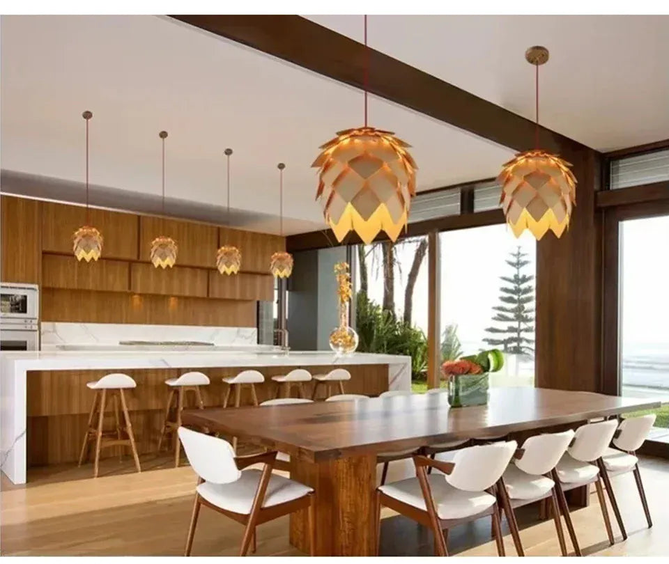 Verthara Premium Wooden Pinecone Pendant Light