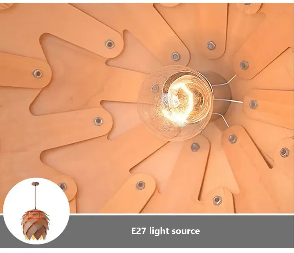 Verthara Premium Wooden Pinecone Pendant Light