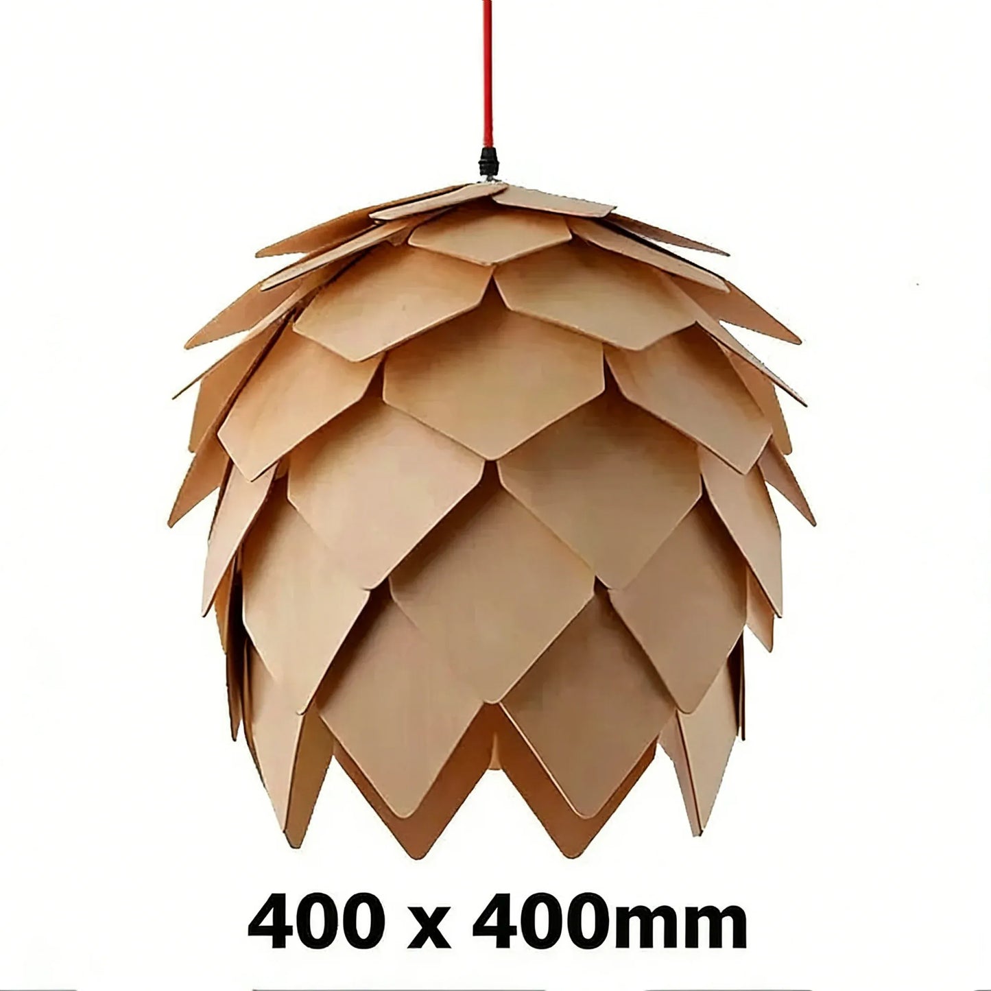 Verthara Premium Wooden Pinecone Pendant Light 40cm-wood color / Cool white