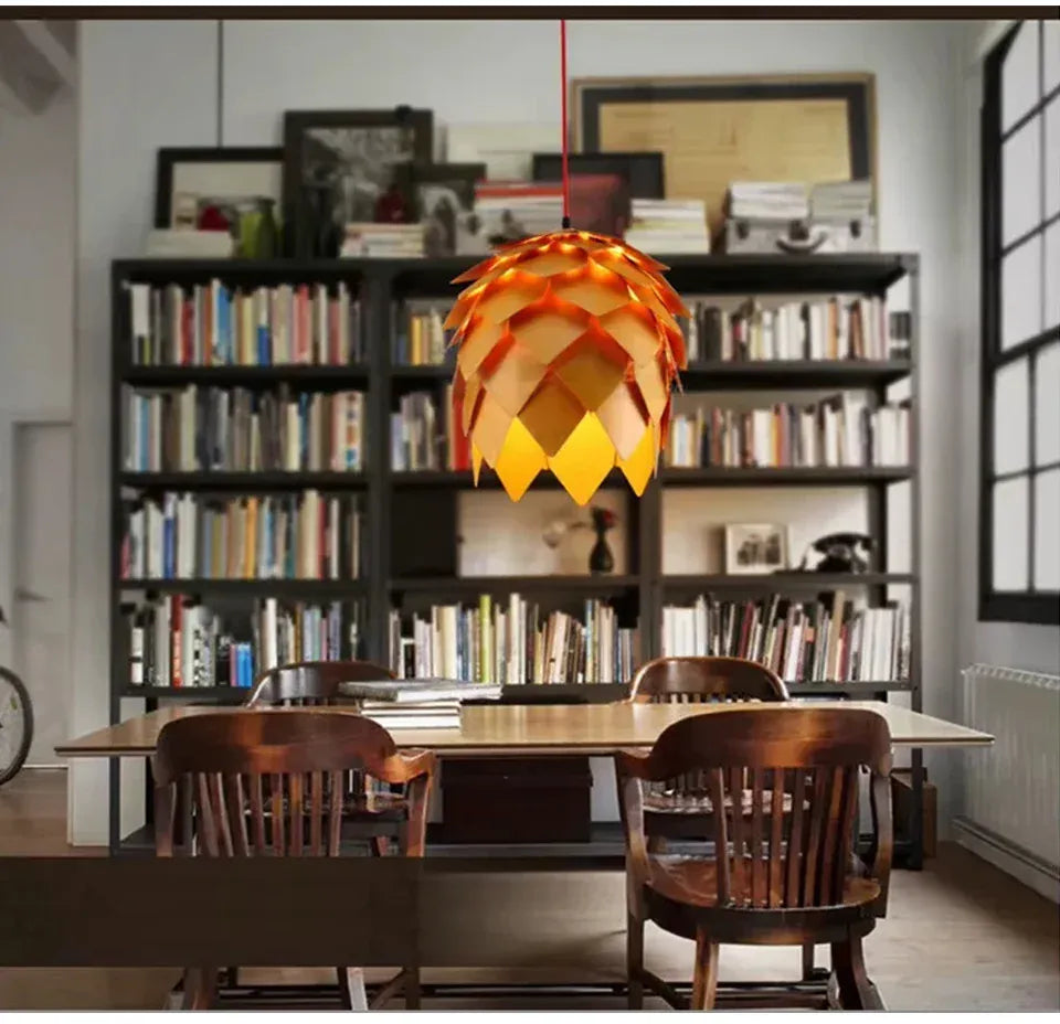 Verthara Premium Wooden Pinecone Pendant Light