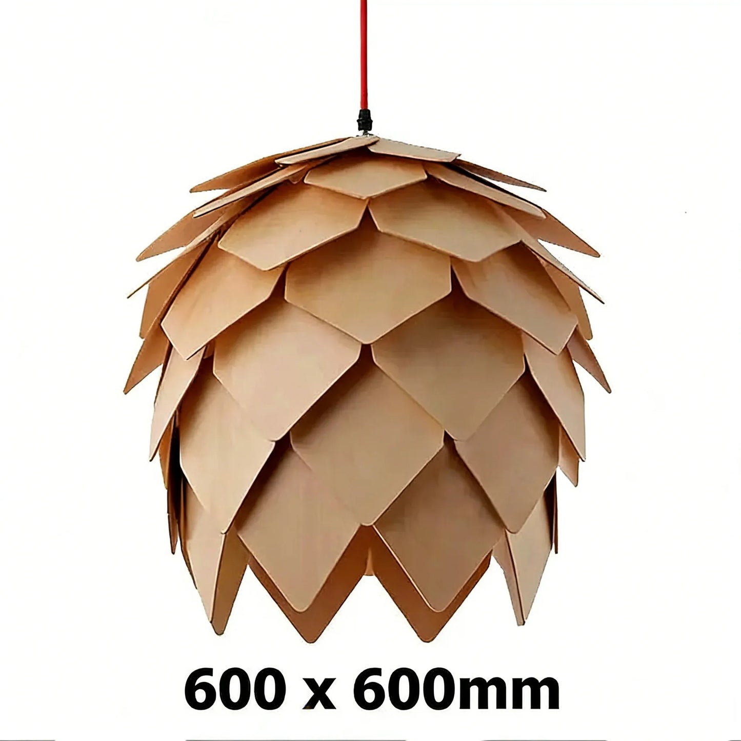 Verthara Premium Wooden Pinecone Pendant Light 60cm-wood color / Cool white