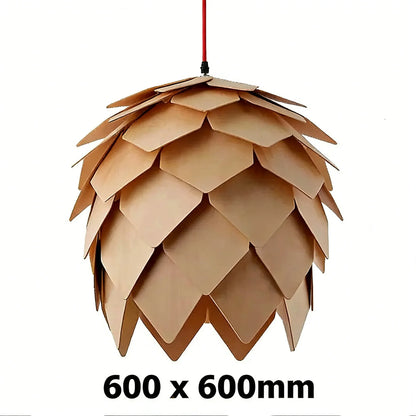 Verthara Premium Wooden Pinecone Pendant Light 60cm-wood color / Cool white