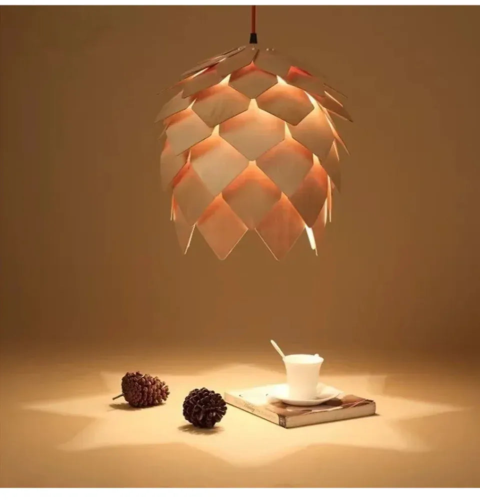Verthara Premium Wooden Pinecone Pendant Light