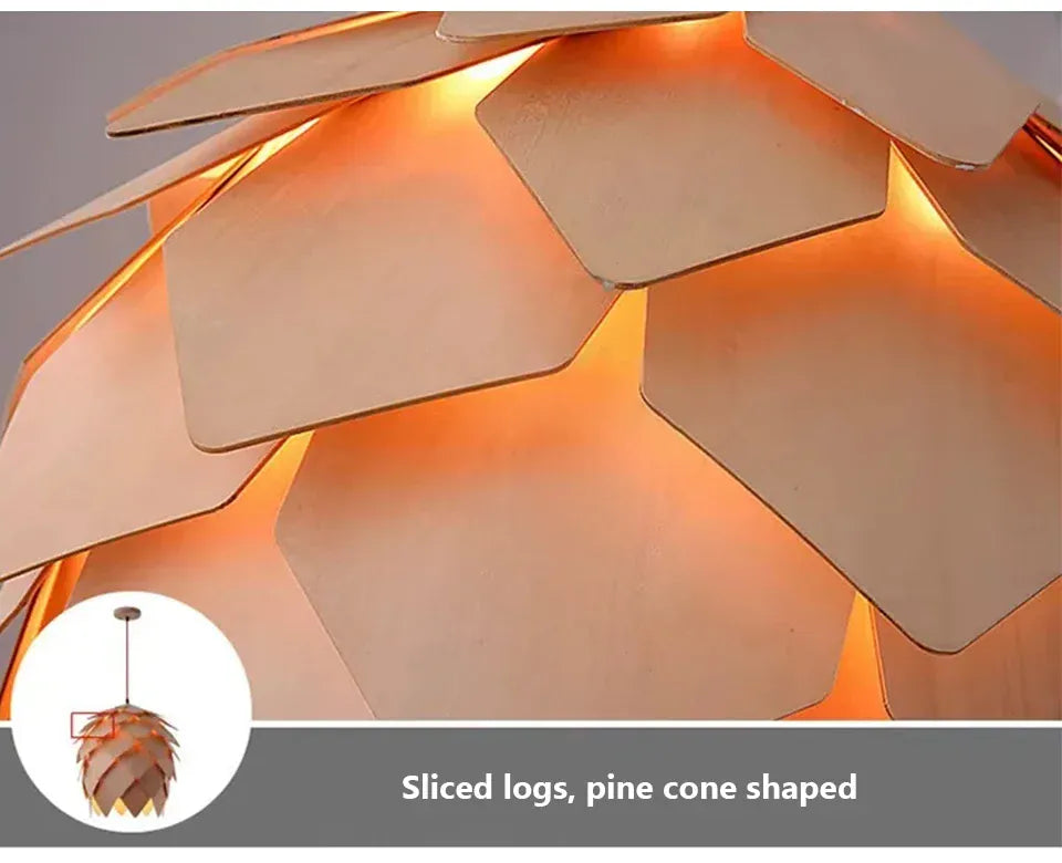 Verthara Premium Wooden Pinecone Pendant Light
