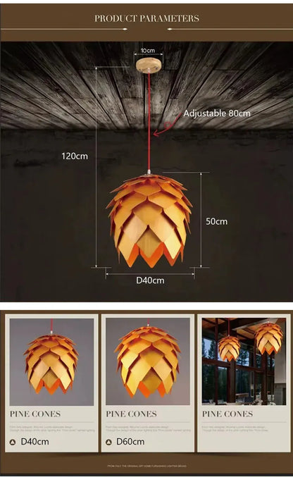 Verthara Premium Wooden Pinecone Pendant Light