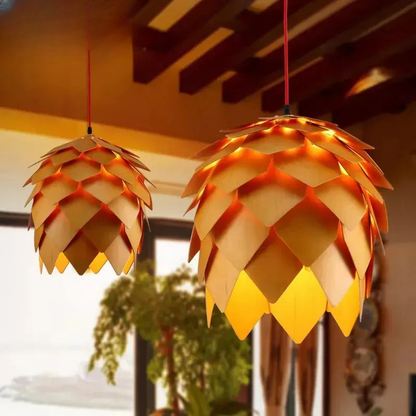 Verthara Premium Wooden Pinecone Pendant Light