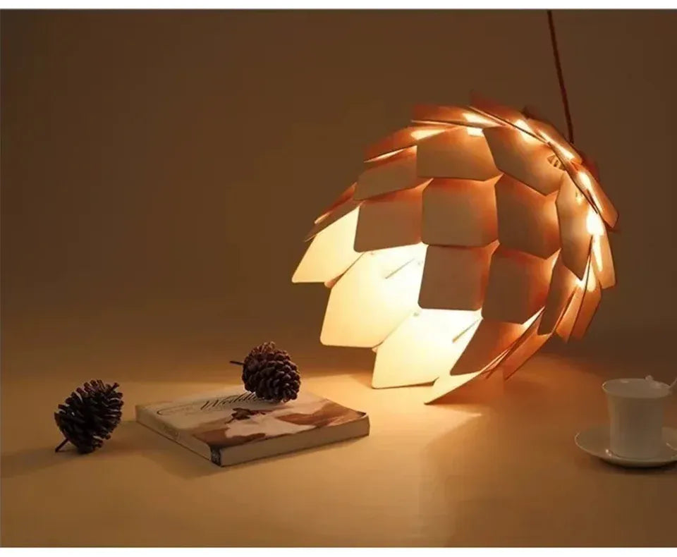 Verthara Premium Wooden Pinecone Pendant Light
