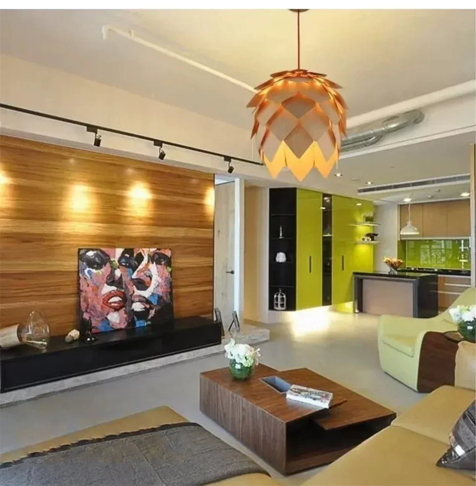 Verthara Premium Wooden Pinecone Pendant Light