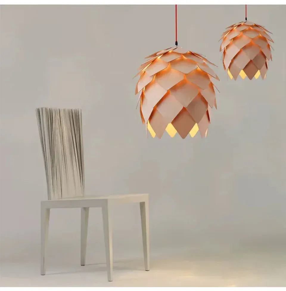 Verthara Premium Wooden Pinecone Pendant Light