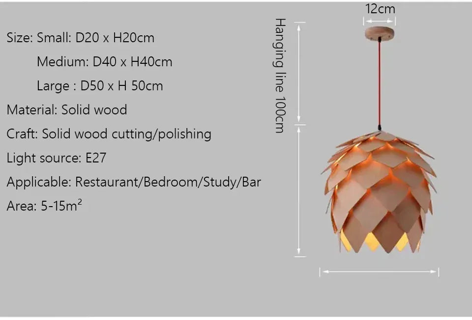 Verthara Premium Wooden Pinecone Pendant Light