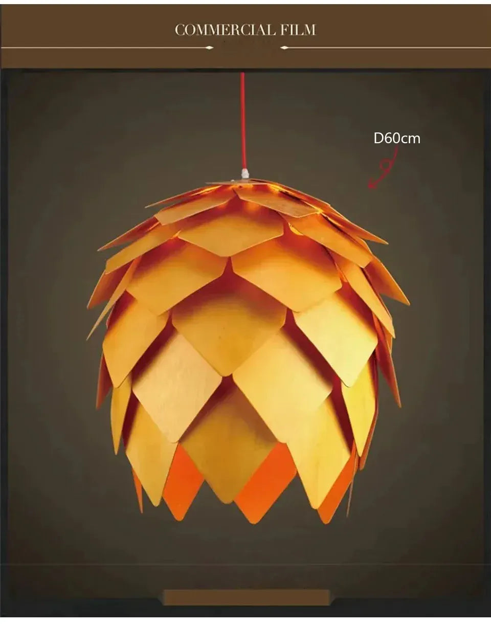 Verthara Premium Wooden Pinecone Pendant Light