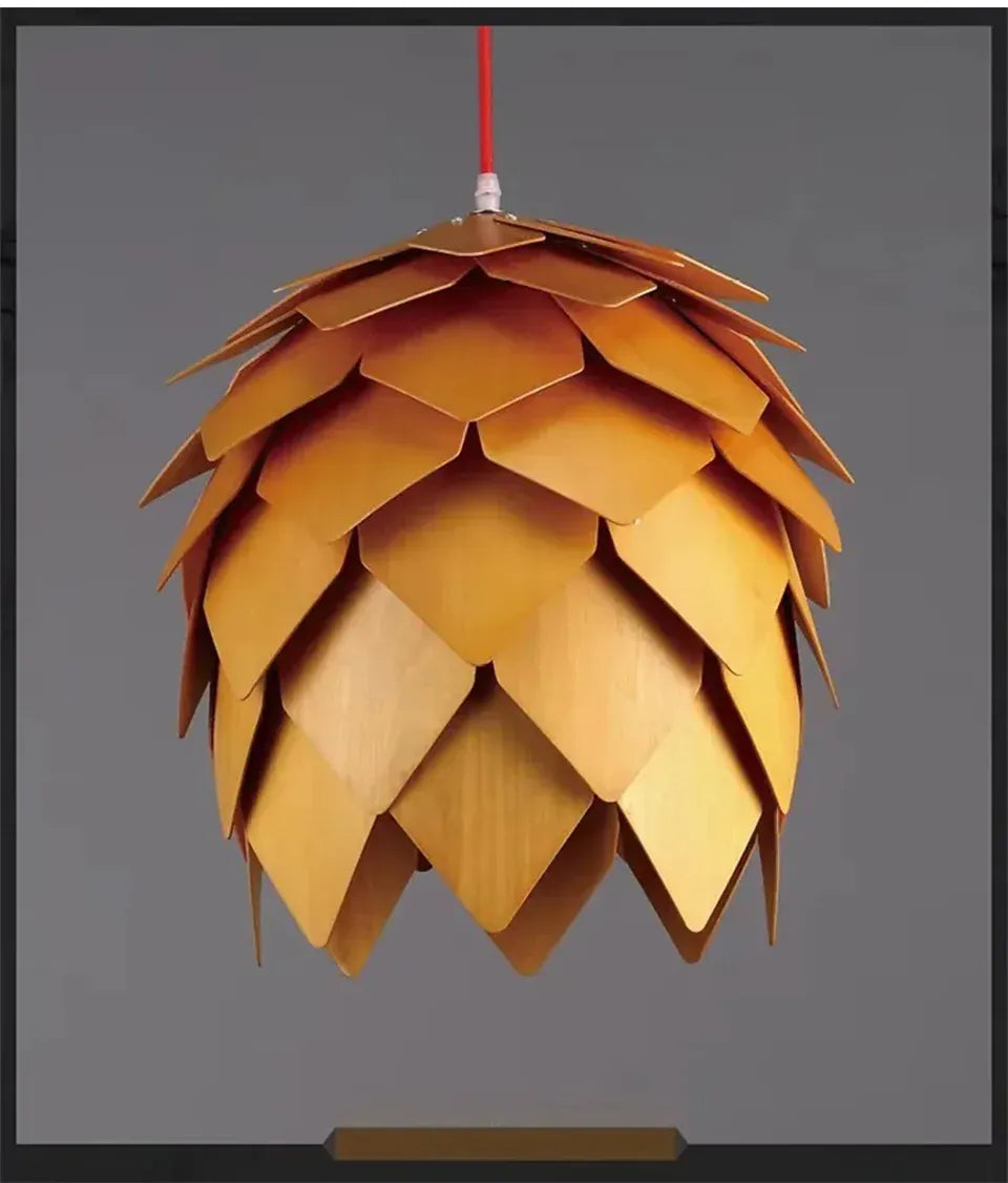 Verthara Premium Wooden Pinecone Pendant Light