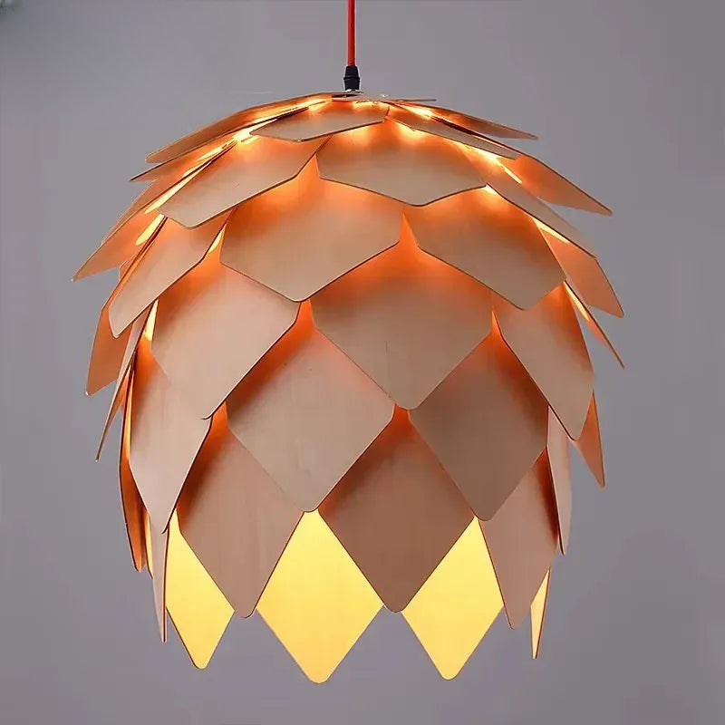 Verthara Premium Wooden Pinecone Pendant Light