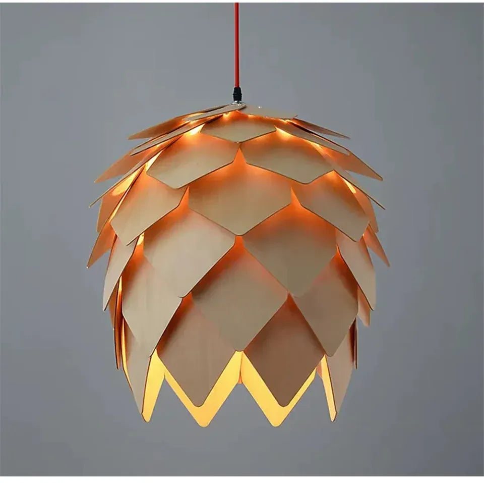 Verthara Premium Wooden Pinecone Pendant Light