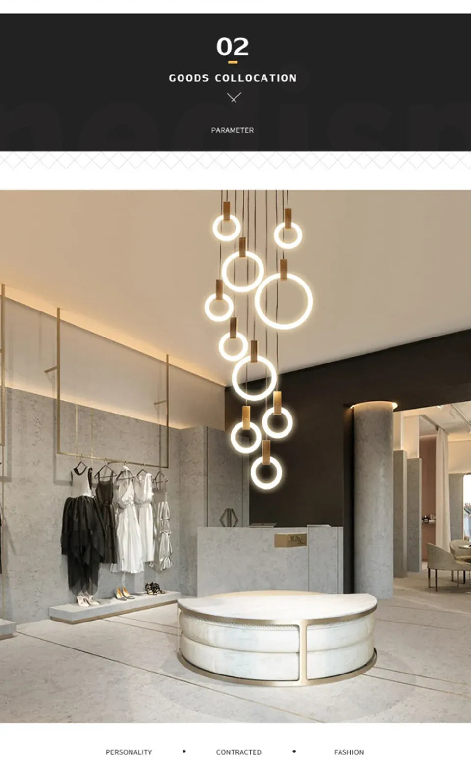 Verthara Premium Wooden Ring Staircase Chandelier